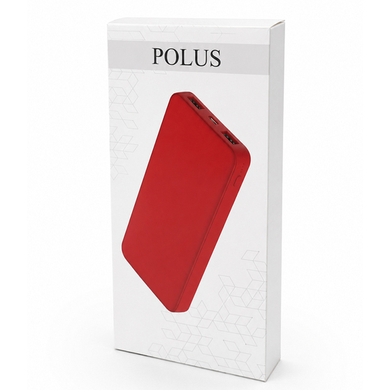 Внешний аккумулятор Polus, 10000 Mah, софт-тач покрытие, красный-5