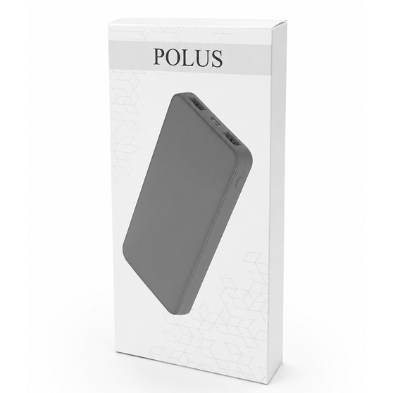 Внешний аккумулятор Polus, 10000 Mah, софт-тач покрытие, серый-5
