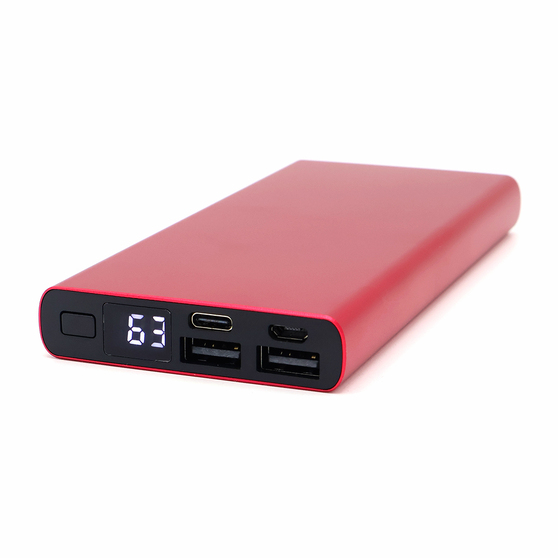 Внешний аккумулятор Höginn в металлическом корпусе, 10000mAh, красный.-1