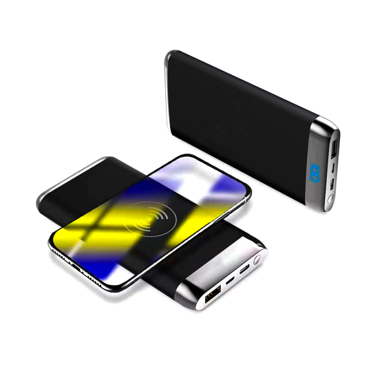 Внешний аккумулятор Wolfrock с беспроводной зарядкой soft-touch покрытием, 10000 mAh, черный-2