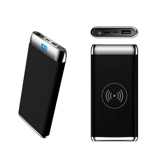 Внешний аккумулятор Wolfrock с беспроводной зарядкой soft-touch покрытием, 10000 mAh, черный-3