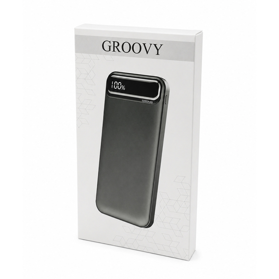 Внешний аккумулятор Groovy 10000 Mah с быстрой зарядкой, черный-4