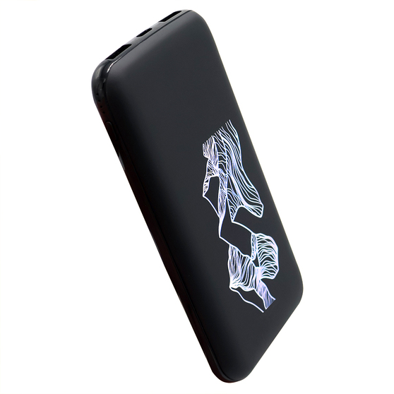 Внешний аккумулятор Kugo, 10000 mAh с подсветкой гравировки, черный-3
