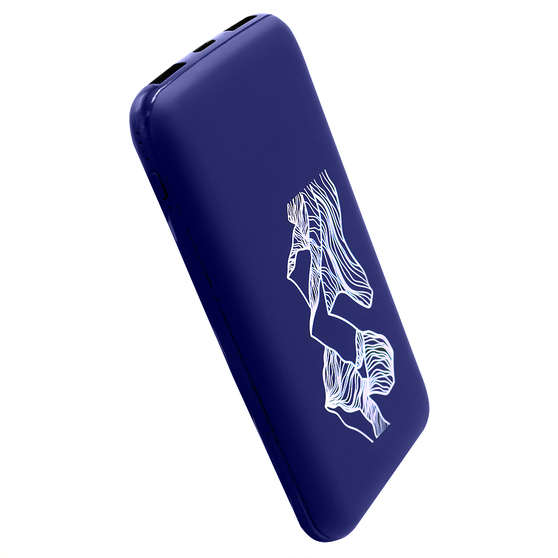 Внешний аккумулятор Kugo, 10000 mAh с подсветкой гравировки, синий-3