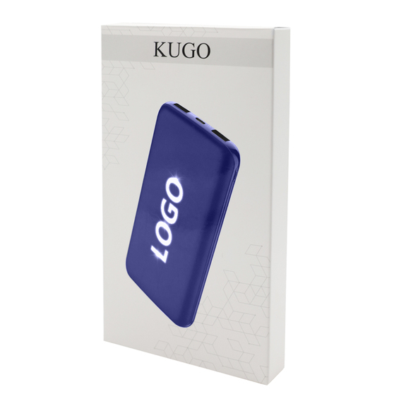 Внешний аккумулятор Kugo, 10000 mAh с подсветкой гравировки, синий-5