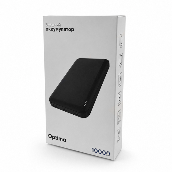 Внешний аккумулятор Optima, 10000 Mah, черный-3