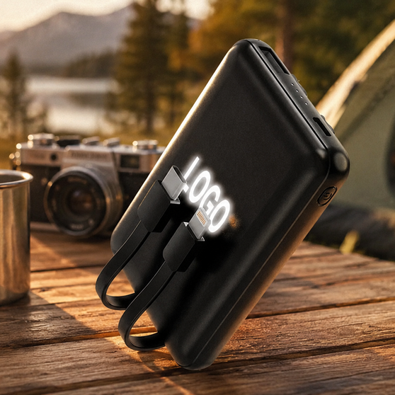 Внешний аккумулятор Eron с подсветкой гравировки, 5000 mAh, чёрный/белый-2