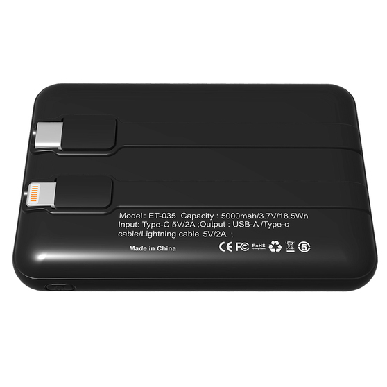 Внешний аккумулятор Eron с подсветкой гравировки, 5000 mAh, чёрный/синий-1