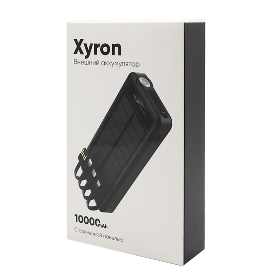 Внешний аккумулятор Xyron с солнечной панелью, 10000 mAh, черный-4