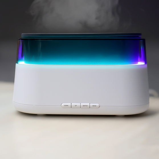 Светодиодный USB увлажнитель-ароматизатор Brava с часами с RGB подсветкой-3