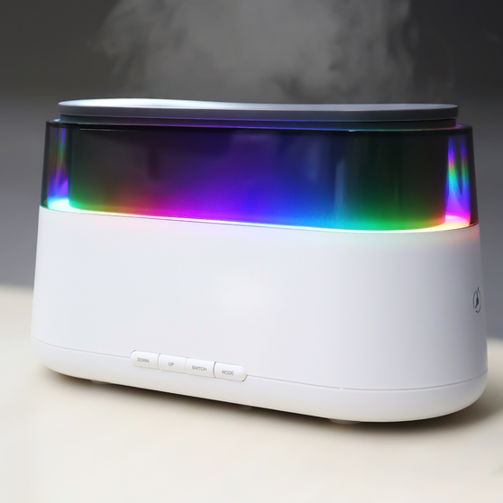 Светодиодный USB увлажнитель-ароматизатор Brava с часами с RGB подсветкой-4