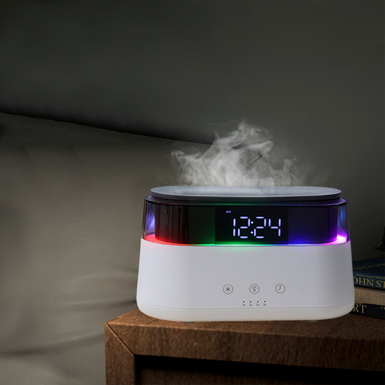 Светодиодный USB увлажнитель-ароматизатор Brava с часами с RGB подсветкой-7