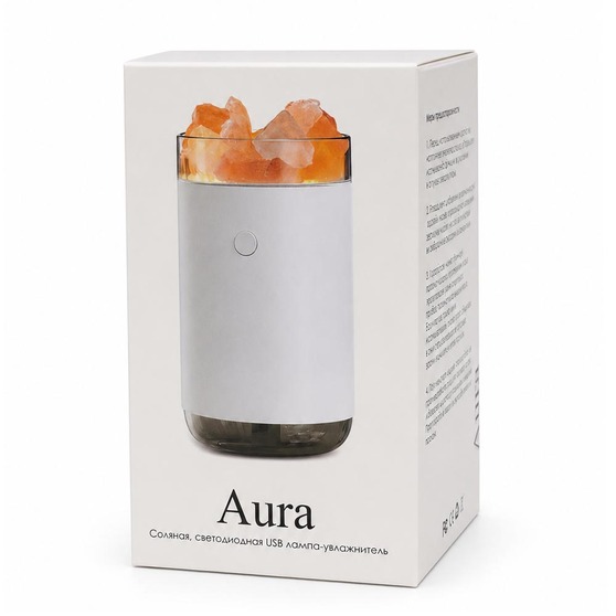 Соляная, светодиодная USB лампа-увлажнитель Aura, белый-8