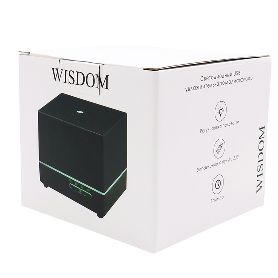 Светодиодный увлажнитель Wisdom с подсветкой гравировки, черный-8