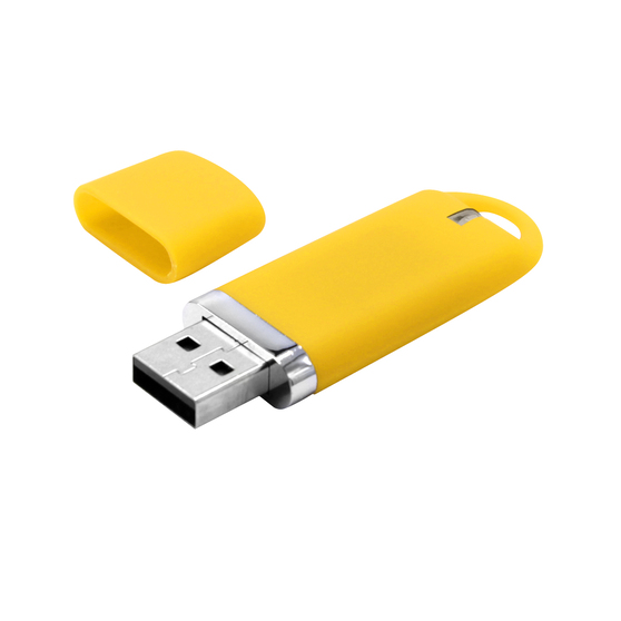 Флешка Shape с покрытием Софт Тач 16 GB, желтая-1
