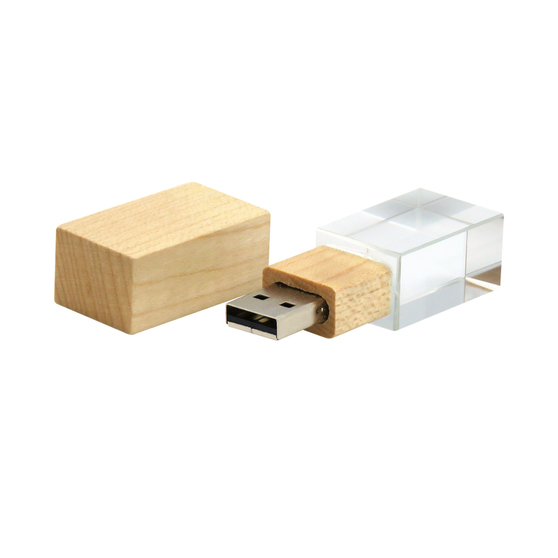 Флешка Кристал Bamboo 16 Гб, белая подсветка-1