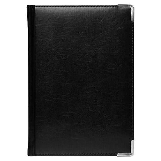 Ежедневник полудатированный Classic Pristine Silver А5, черный с серебром, с металлическими уголками, в твердой обложке с поролоном-1