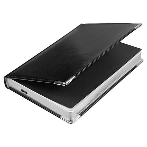 Ежедневник полудатированный Classic Pristine Silver А5, черный с серебром, с металлическими уголками, в твердой обложке с поролоном-3