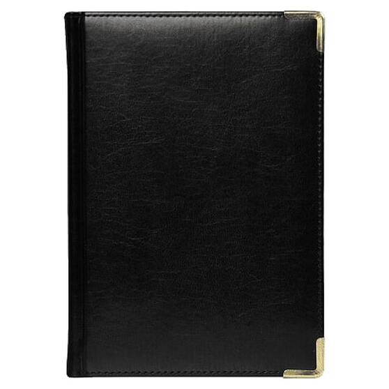 Ежедневник полудатированный Classic Pristine Gold А5, черный с золотом, с металлическими уголками, в твердой обложке с поролоном-1