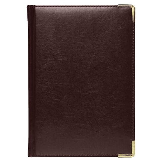 Ежедневник полудатированный Classic Pristine Gold А5, темно-коричневый с золотом, с металлическими уголками, в твердой обложке с поролоном-1