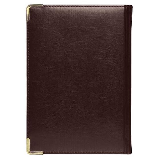Ежедневник полудатированный Classic Pristine Gold А5, темно-коричневый с золотом, с металлическими уголками, в твердой обложке с поролоном-2