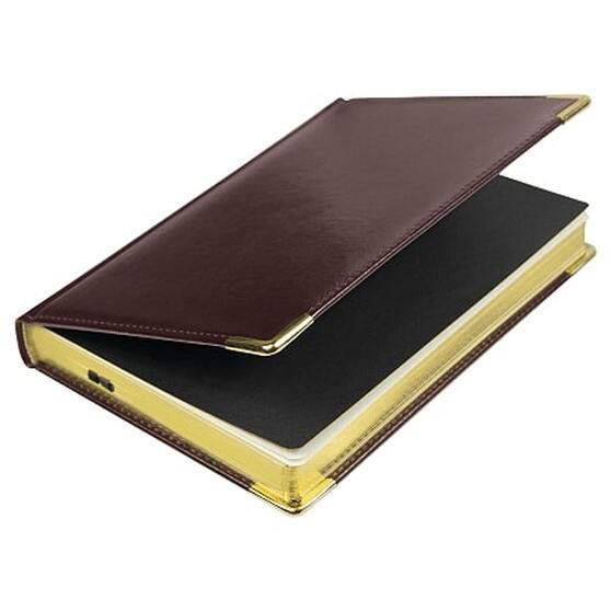 Ежедневник полудатированный Classic Pristine Gold А5, темно-коричневый с золотом, с металлическими уголками, в твердой обложке с поролоном-3