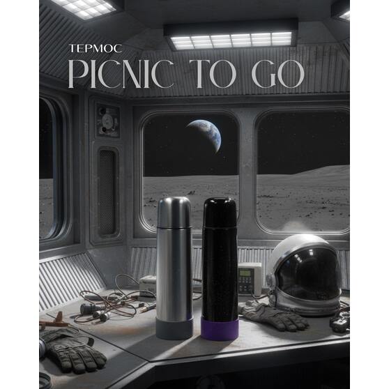 Термос Picnic Bright To Go, чёрный/фиолетовый-1