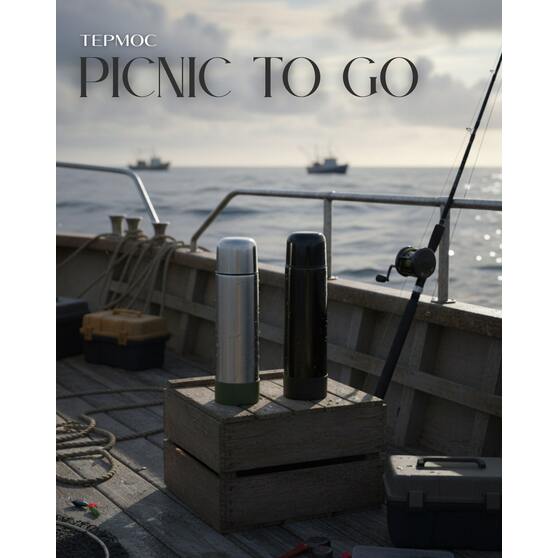 Термос Picnic Silver To Go, серебристый/хаки-1