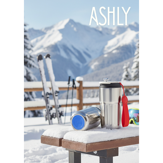 Термокружка Ashly To Go, серебристая/красная/синяя-1