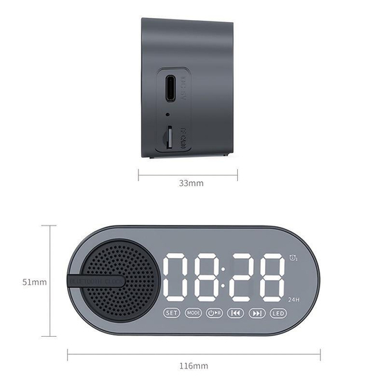 Колонка беспроводная MyTone Sound Clock c часами, черная-1