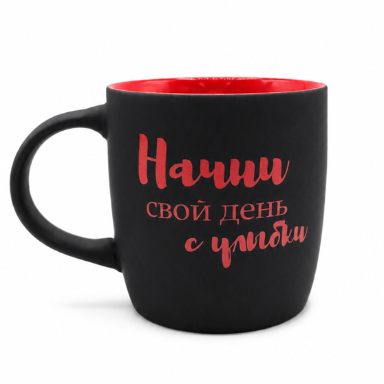 Кружка Spring, софт-тач, черно-красная-1