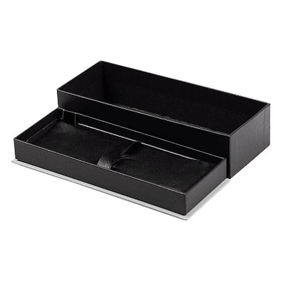 Футляр для одной или двух ручек Pencase Emotion Duo, бумажный, черный с серебристым элементом-1