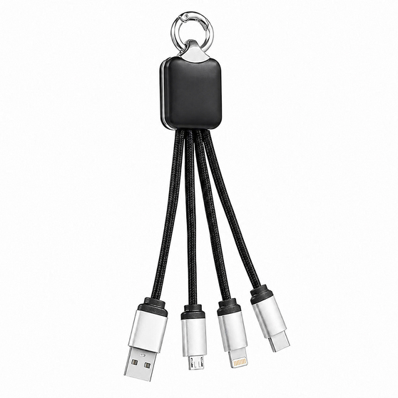 Кабель - брелок Plug с подсветкой гравировки, черный-1