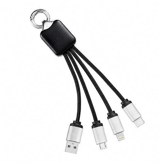 Кабель - брелок Plug с подсветкой гравировки, черный-2