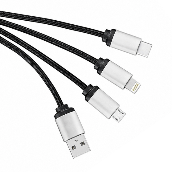 Кабель - брелок Plug с подсветкой гравировки, черный-3