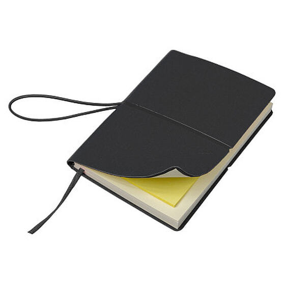 Блокнот А6 Van Diemen со стикерами, в гибкой обложке c резинкой в линейку, черный-3