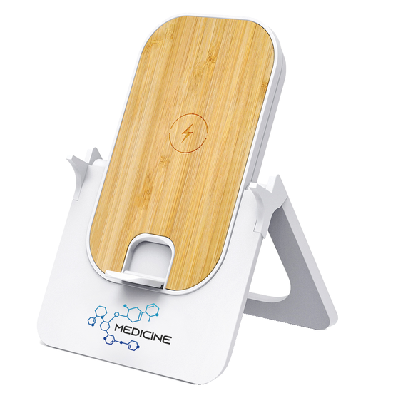 Беспроводное зарядное устройство Bambooco 15W, белый с бамбуковым-5