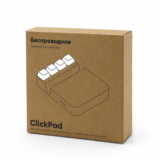 Беспроводное зарядное устройство ClickPad (10W) в виде подставки для телефона, с клавишами анти-стресс, белый-5