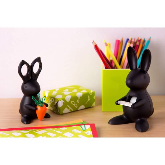 Ножницы и магнит со скрепками Bunny, чёрные-2
