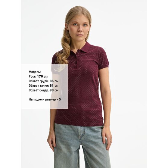 Рубашка поло женская Brandy Women, бордовая с белым-5