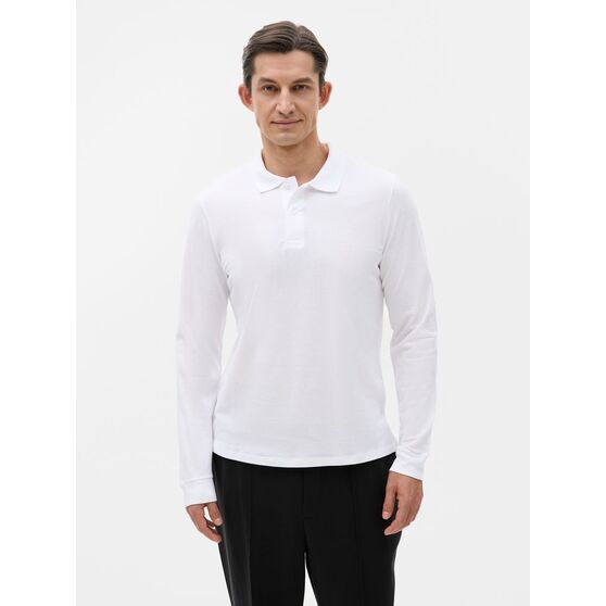 Рубашка поло мужская с длинным рукавом Perfect LSL Men, белая-5