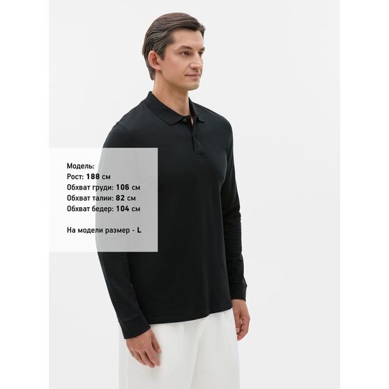 Рубашка поло мужская с длинным рукавом Perfect LSL Men, черная-4