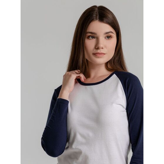 Футболка женская с длинным рукавом Milky Lsl, белая с темно-синим-6