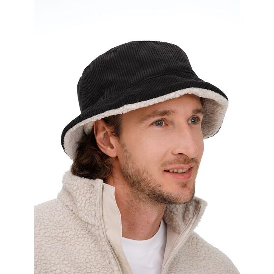 Панама Bucket двусторонняя утепленная, темно-серая с бежевым-3