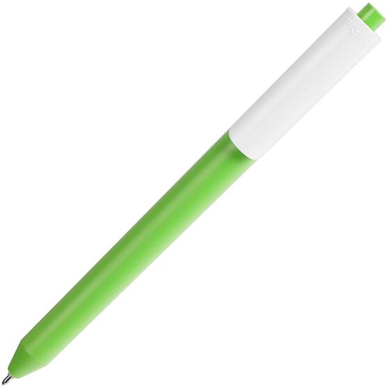 Ручка шариковая Pigra P03 Mat, светло-зеленая с белым-3