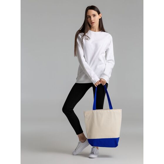 Сумка для покупок на молнии Shopaholic Zip, неокрашенная с синим-10