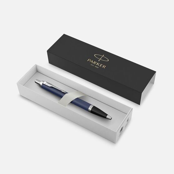 Ручка шариковая Parker IM Core Matte Blue CT, темно-синяя с черным-3