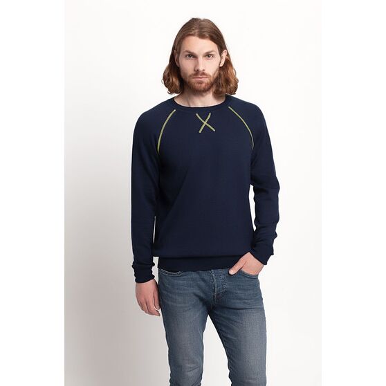 Джемпер Stitch с контрастной отделкой, синий с зеленым-5
