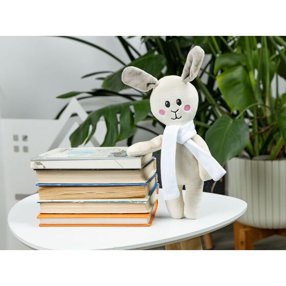 Мягкая игрушка Beastie Toys, заяц с белым шарфом-7