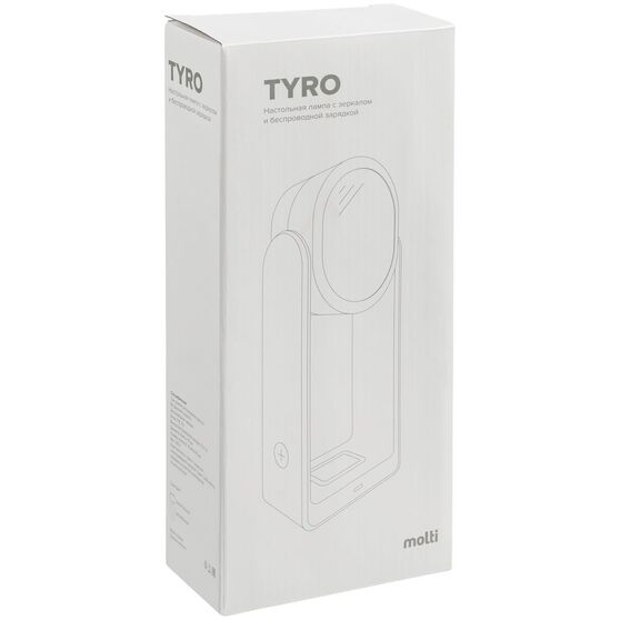 Настольная лампа с зеркалом и беспроводной зарядкой Tyro, белая-8